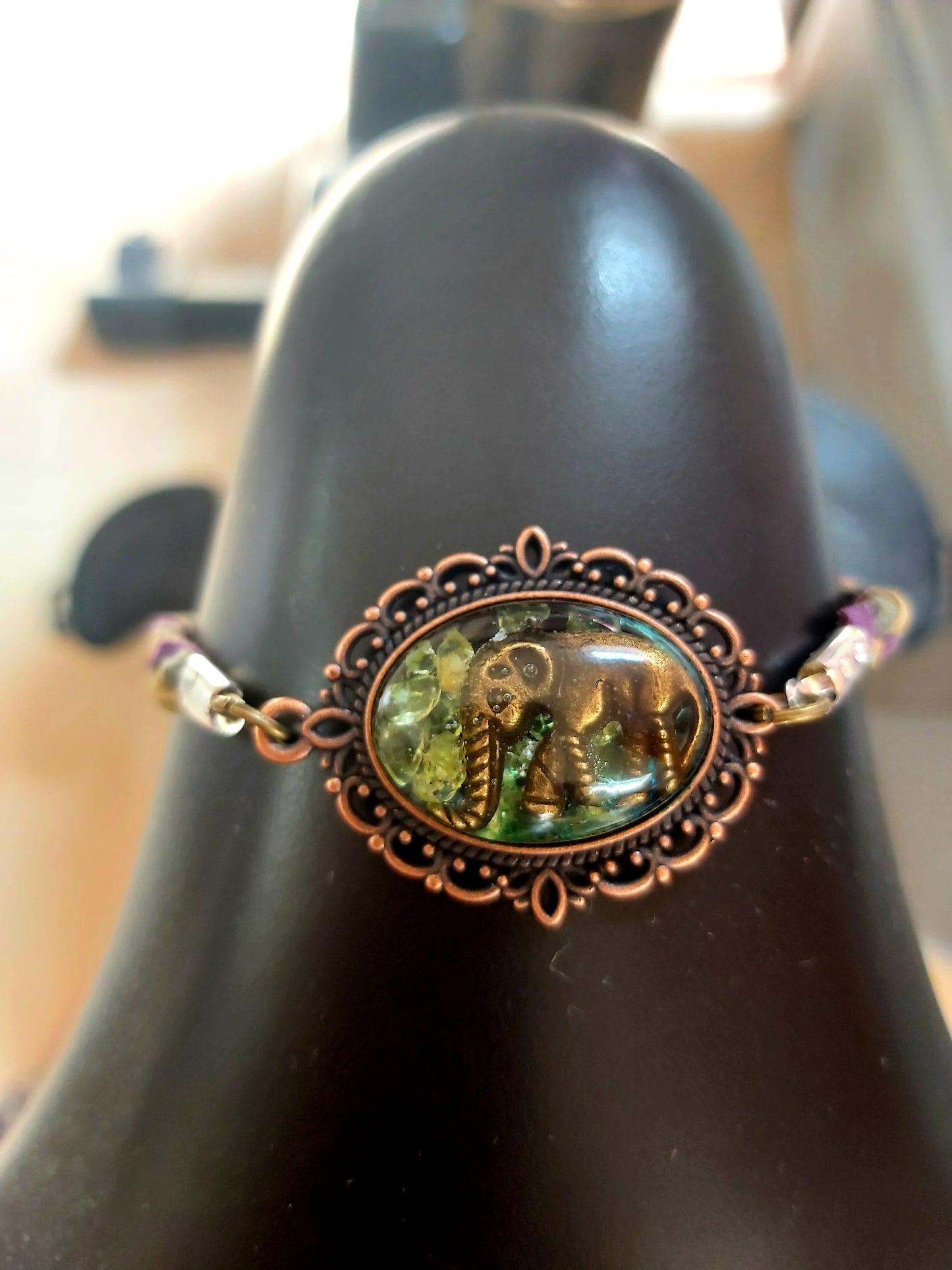 Elefanten Medaillon Armband mit Peridot