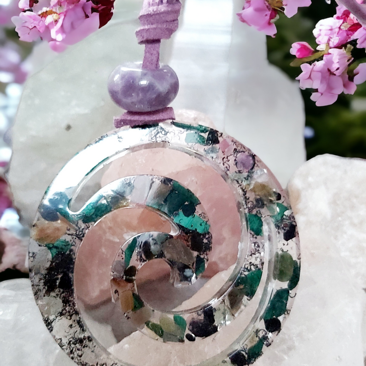 Orgonkette "Mystic Wave" mit Malachit, Labradorit und Amthyst